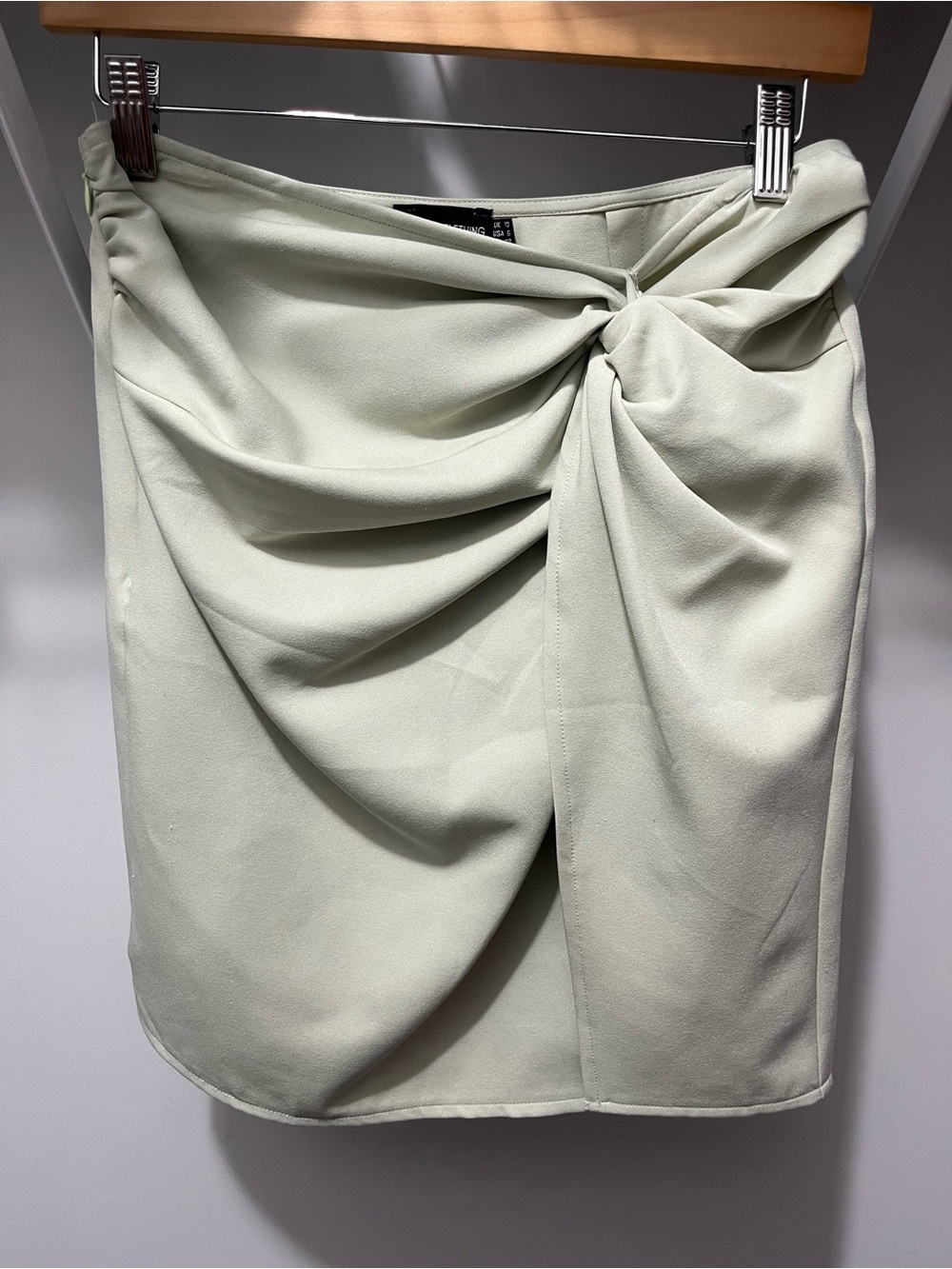 PrettyLittleThing Sage Twist-Front Mini Skirt